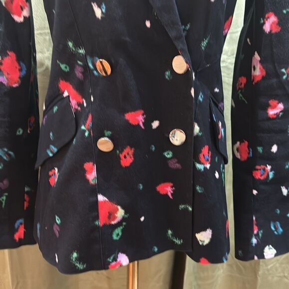 Derek Lam Black and Red Heart Pattern Blazer, US4 - Picture 4 of 13